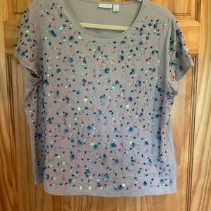 Hinge Gray Embellished Boxy Blouse